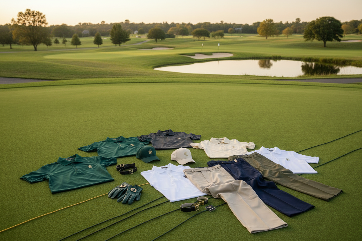 Tira o saco de golfe, as luvas e os sapatos